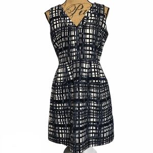 Madewell Black Gray Plaid A Line Sleeveless Dress